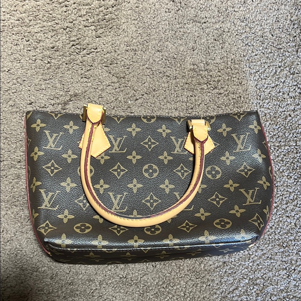 Brown and Tan Shoulder Bag with Monogram Canvas